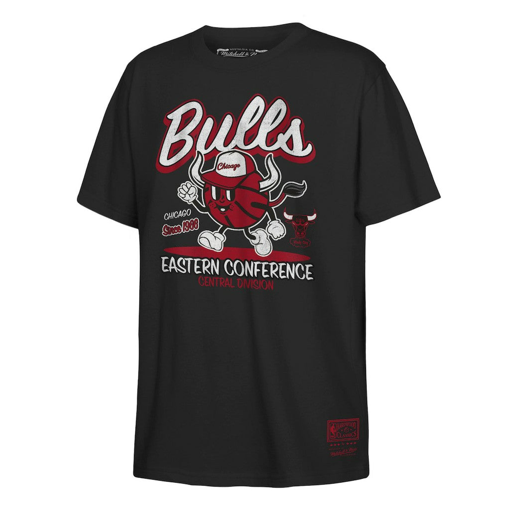 Chicago Bulls Youth Retro Mascot Script T-Shirt Black - Mitchell & Ness