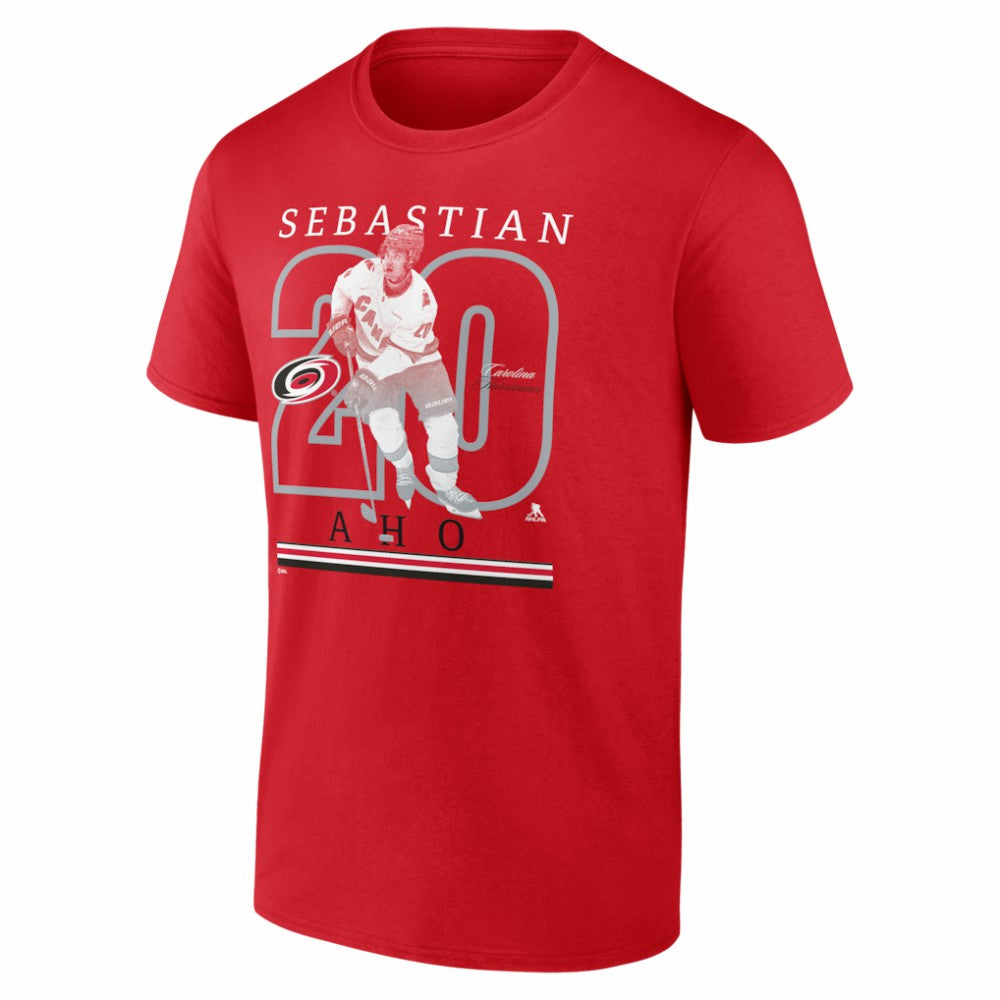 Sebastian Aho Carolina Hurricanes Player Show T-Shirt - Red | US 202742485