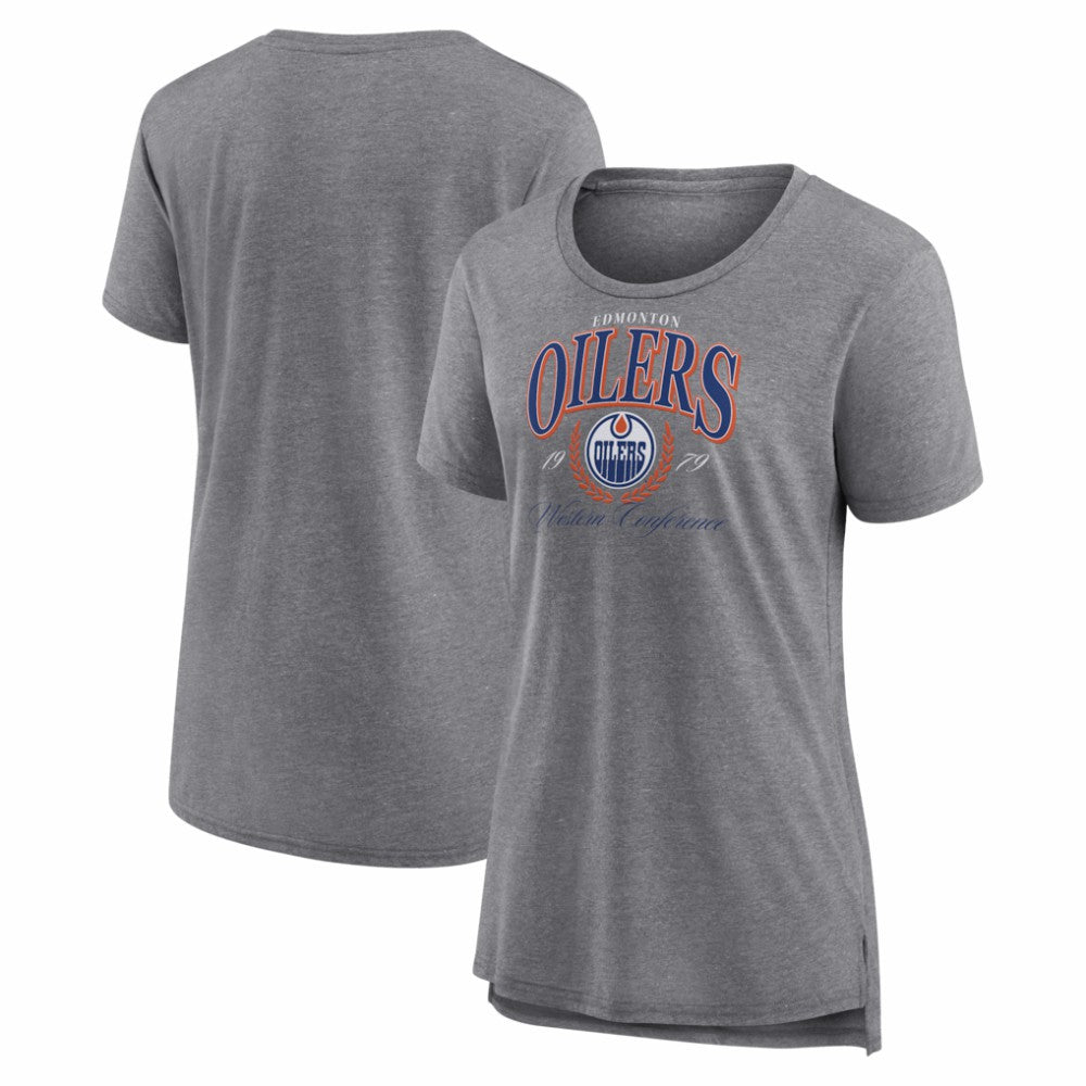 Edmonton Oilers Women's Reign Supreme Tri-Blend T-Shirt - Gray | US 202742520