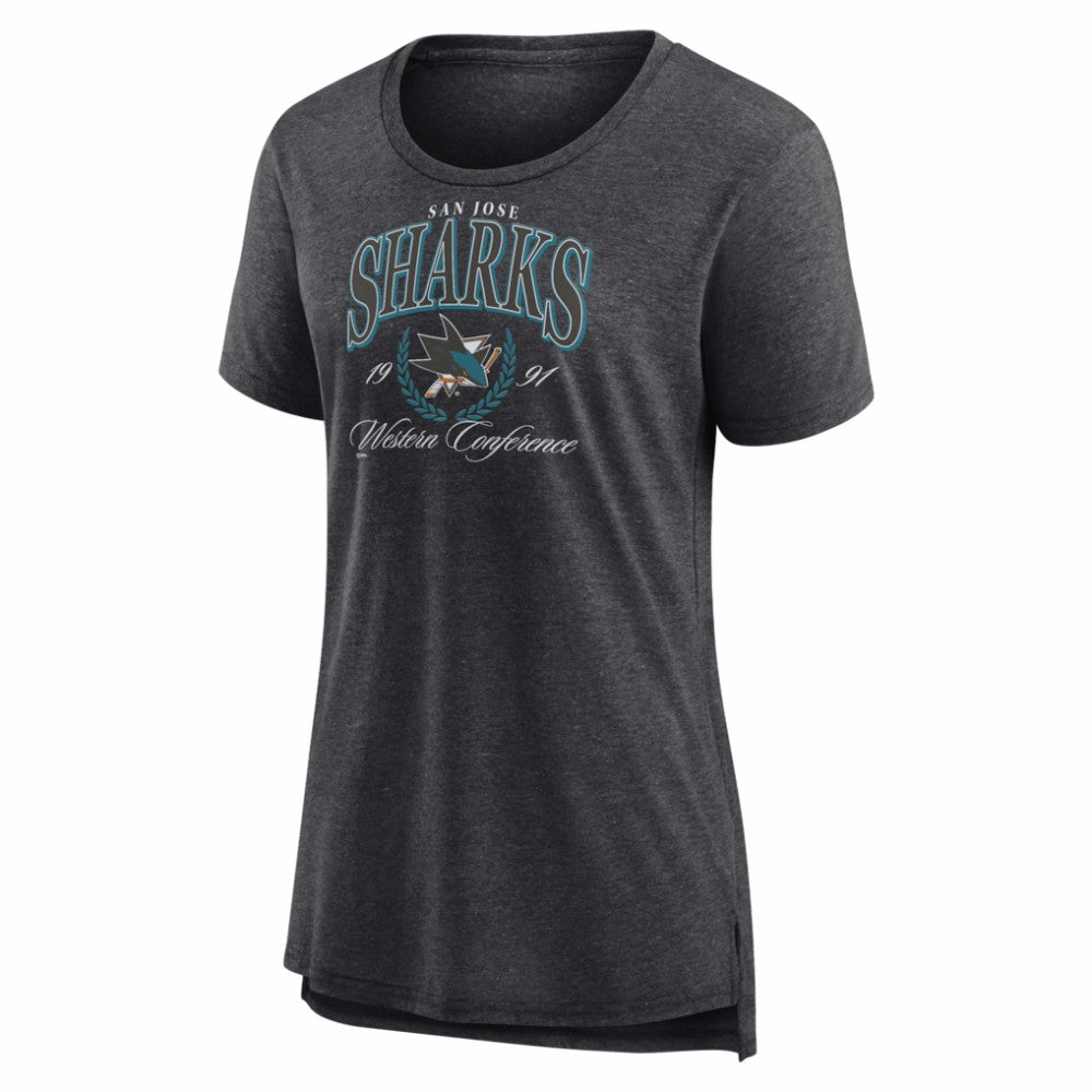 San Jose Sharks Women's Reign Supreme Tri-Blend T-Shirt - Gray | US 202742590
