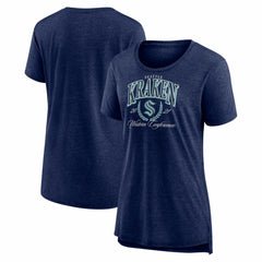 Seattle Kraken Women's Reign Supreme Tri-Blend T-Shirt - Deep Sea Blue | US 202742593