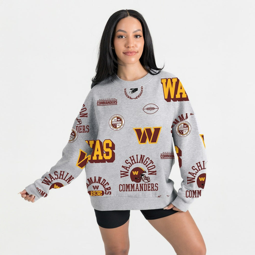 Washington Commanders Gameday Couture Women's Always On Repeat Fleece Sweatshirt - Heather Gray Sweatshirts
