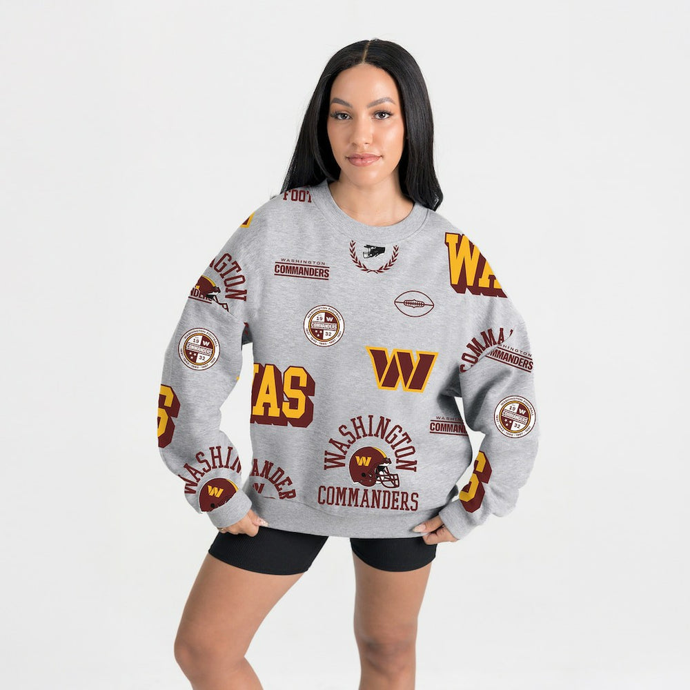 Washington Commanders Gameday Couture Women's Always On Repeat Fleece Sweatshirt - Heather Gray Sweatshirts