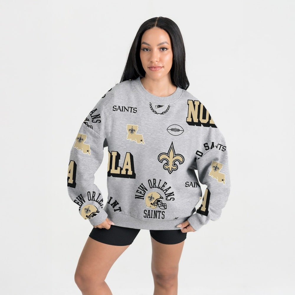 New Orleans Saints Gameday Couture Women's Always On Repeat Fleece Sweatshirt - Heather Gray Sweatshirts