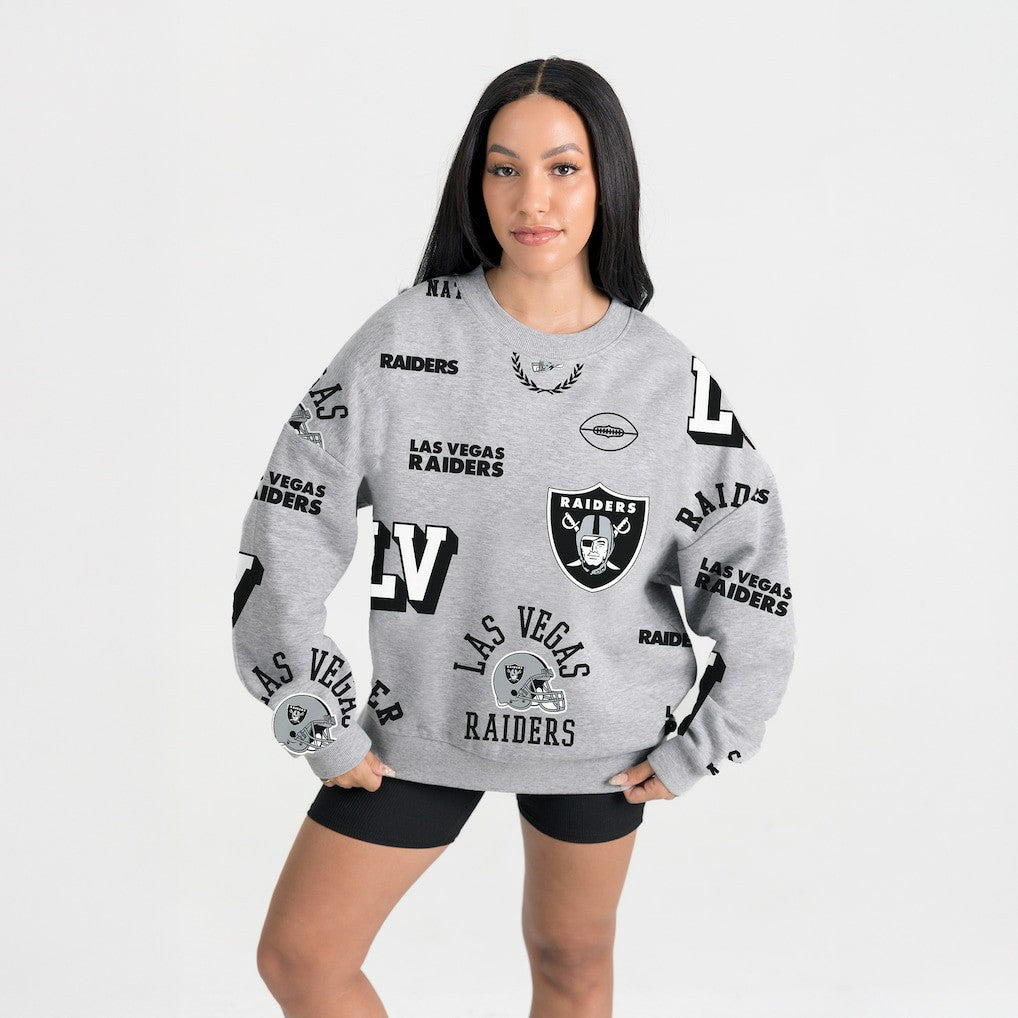 Las Vegas Raiders Gameday Couture Women's Always On Repeat Fleece Sweatshirt - Heather Gray Sweatshirts