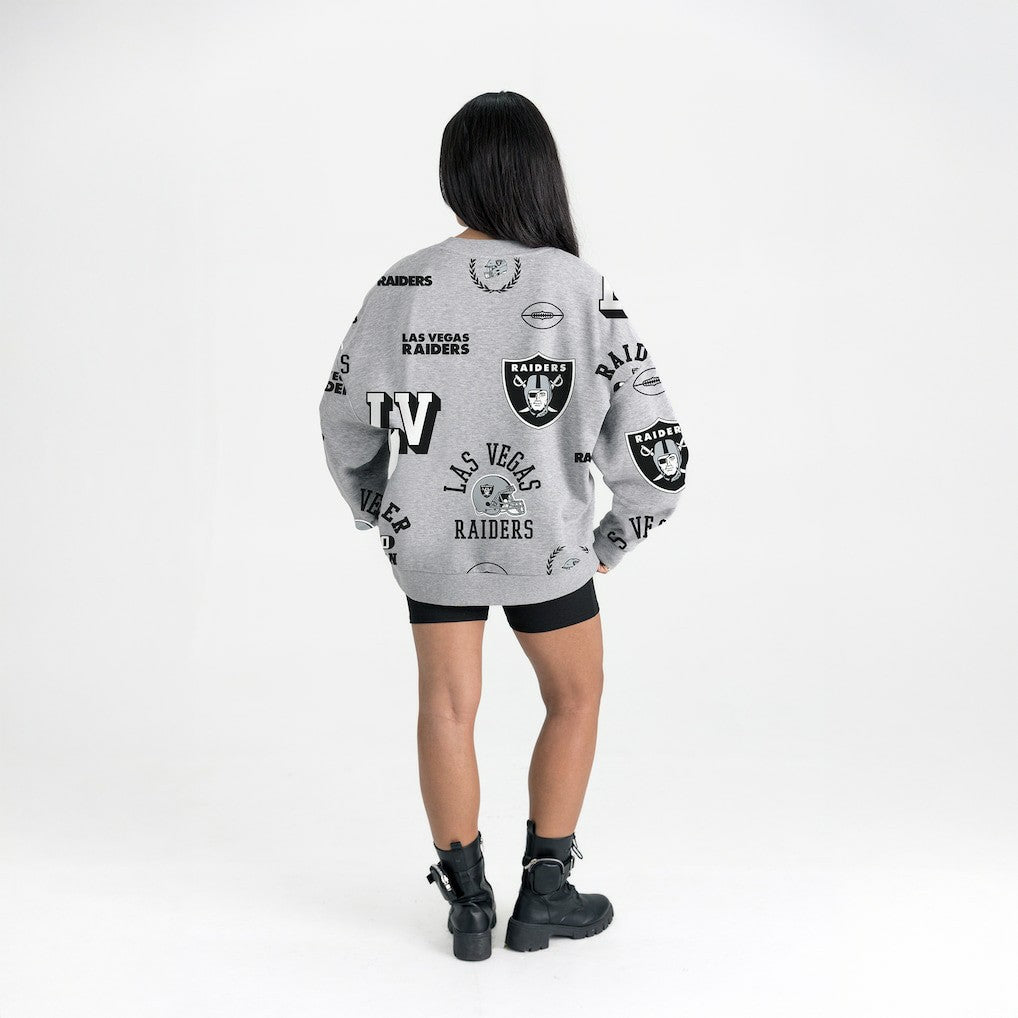 Las Vegas Raiders Gameday Couture Women's Always On Repeat Fleece Sweatshirt - Heather Gray Sweatshirts