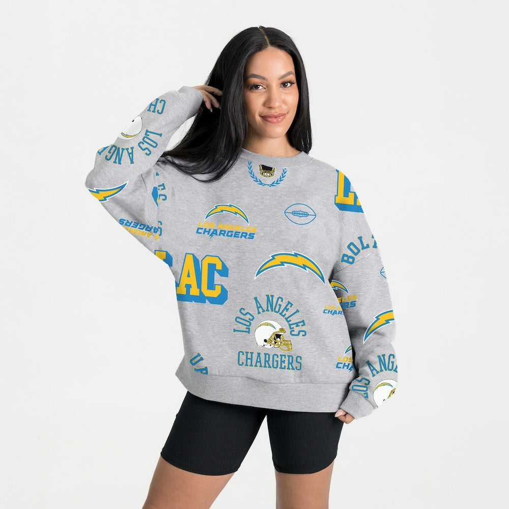 Los Angeles Chargers Gameday Couture Women's Always On Repeat Fleece Sweatshirt - Heather Gray Sweatshirts