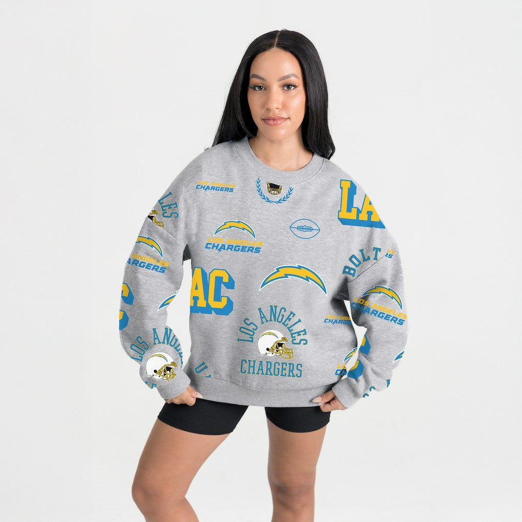 Los Angeles Chargers Gameday Couture Women's Always On Repeat Fleece Sweatshirt - Heather Gray Sweatshirts