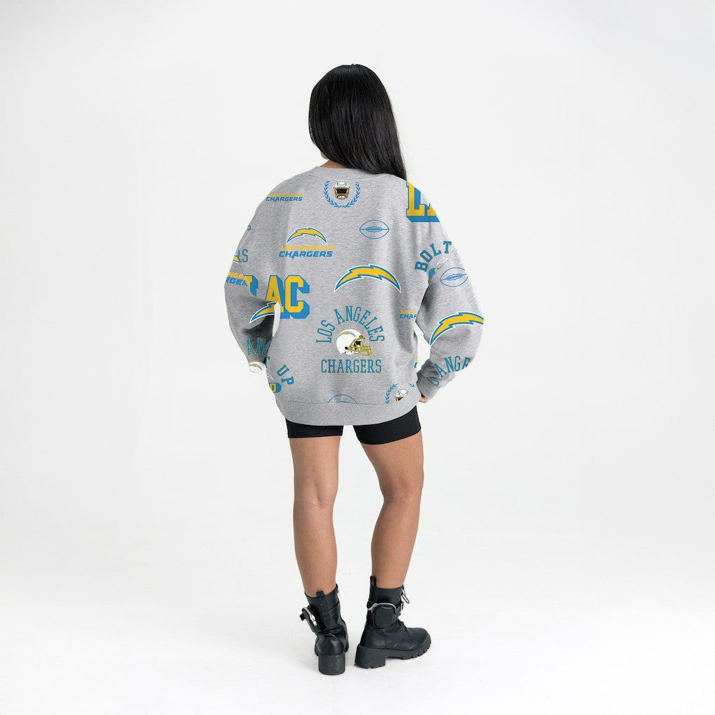Los Angeles Chargers Gameday Couture Women's Always On Repeat Fleece Sweatshirt - Heather Gray Sweatshirts