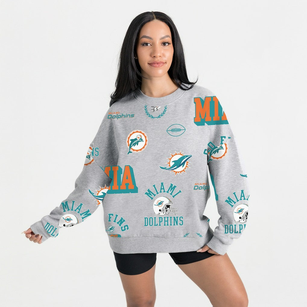 Miami Dolphins Gameday Couture Women's Always On Repeat Fleece Sweatshirt - Heather Gray Sweatshirts