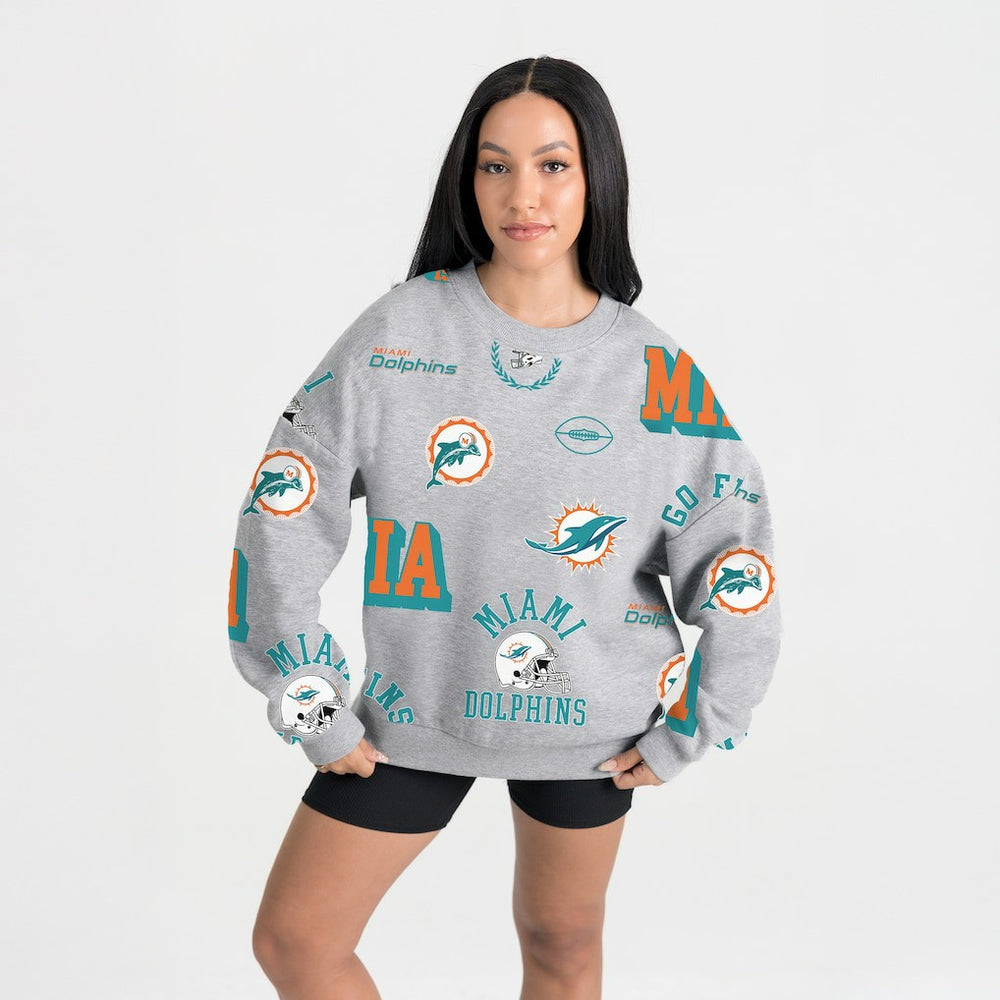 Miami Dolphins Gameday Couture Women's Always On Repeat Fleece Sweatshirt - Heather Gray Sweatshirts