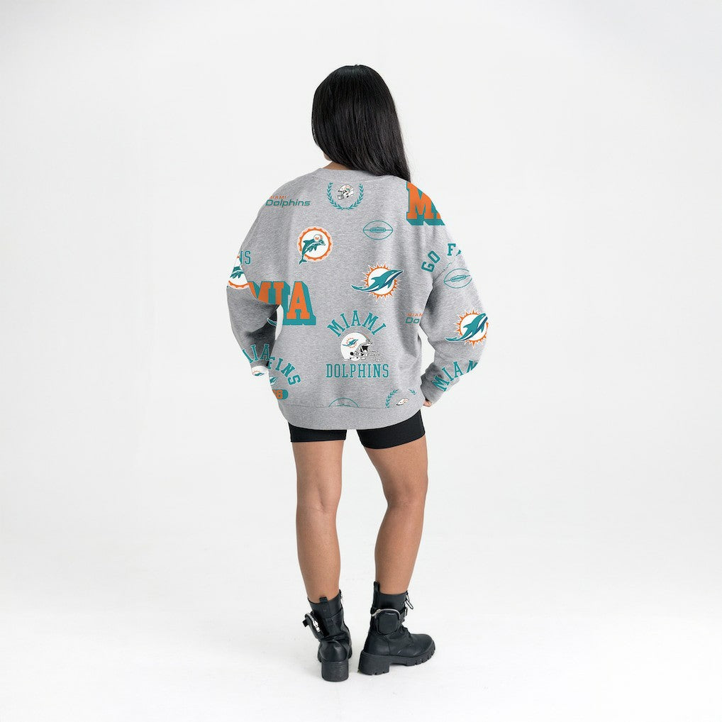 Miami Dolphins Gameday Couture Women's Always On Repeat Fleece Sweatshirt - Heather Gray Sweatshirts