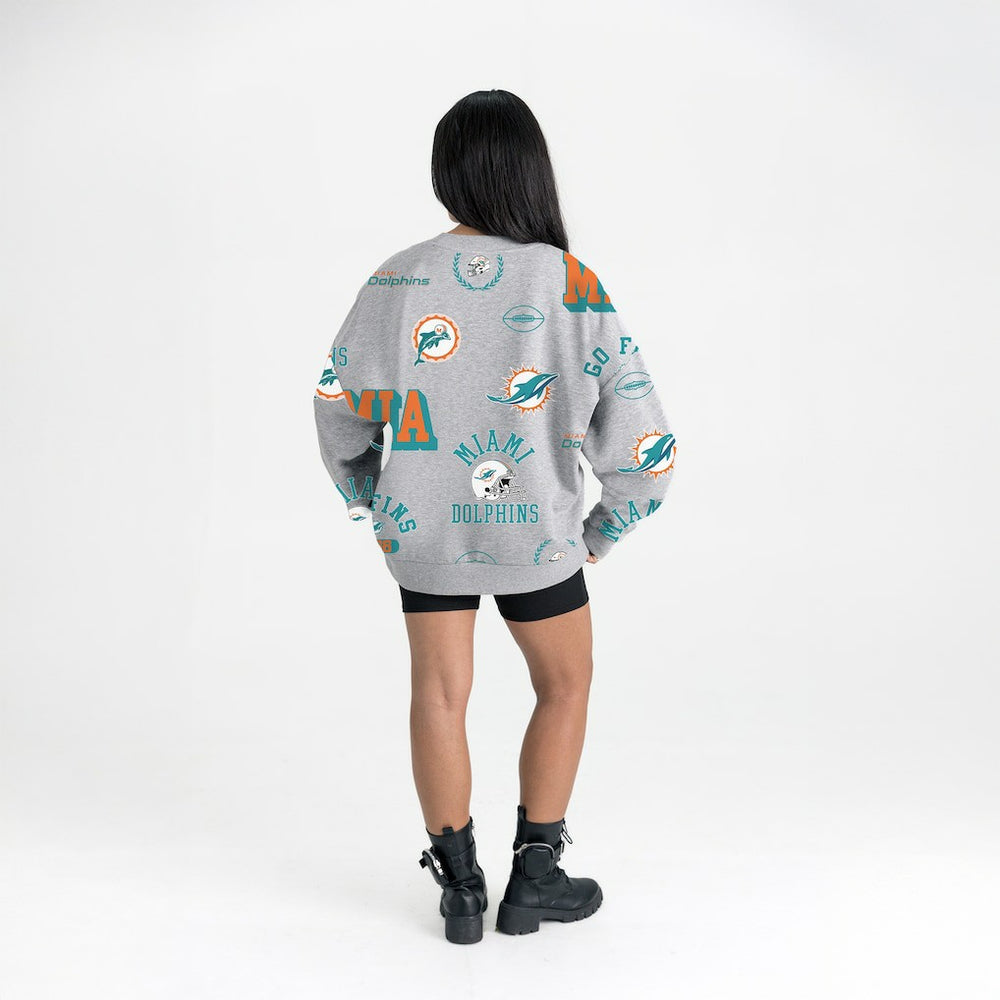 Miami Dolphins Gameday Couture Women's Always On Repeat Fleece Sweatshirt - Heather Gray Sweatshirts