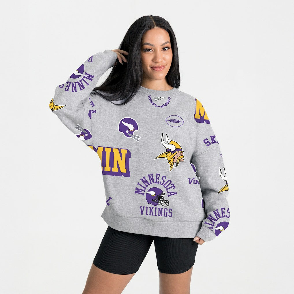 Minnesota Vikings Gameday Couture Women's Always On Repeat Fleece Sweatshirt - Heather Gray Sweatshirts