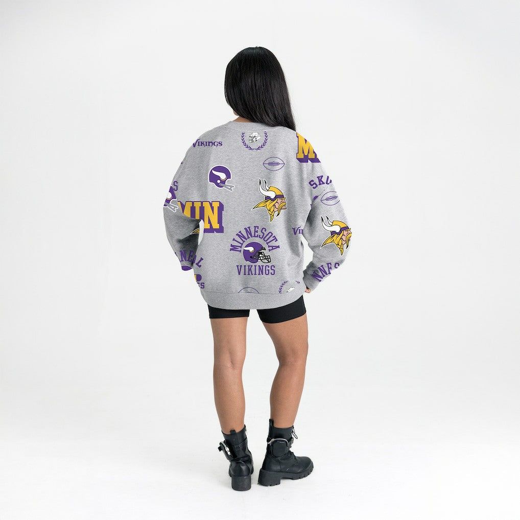Minnesota Vikings Gameday Couture Women's Always On Repeat Fleece Sweatshirt - Heather Gray Sweatshirts