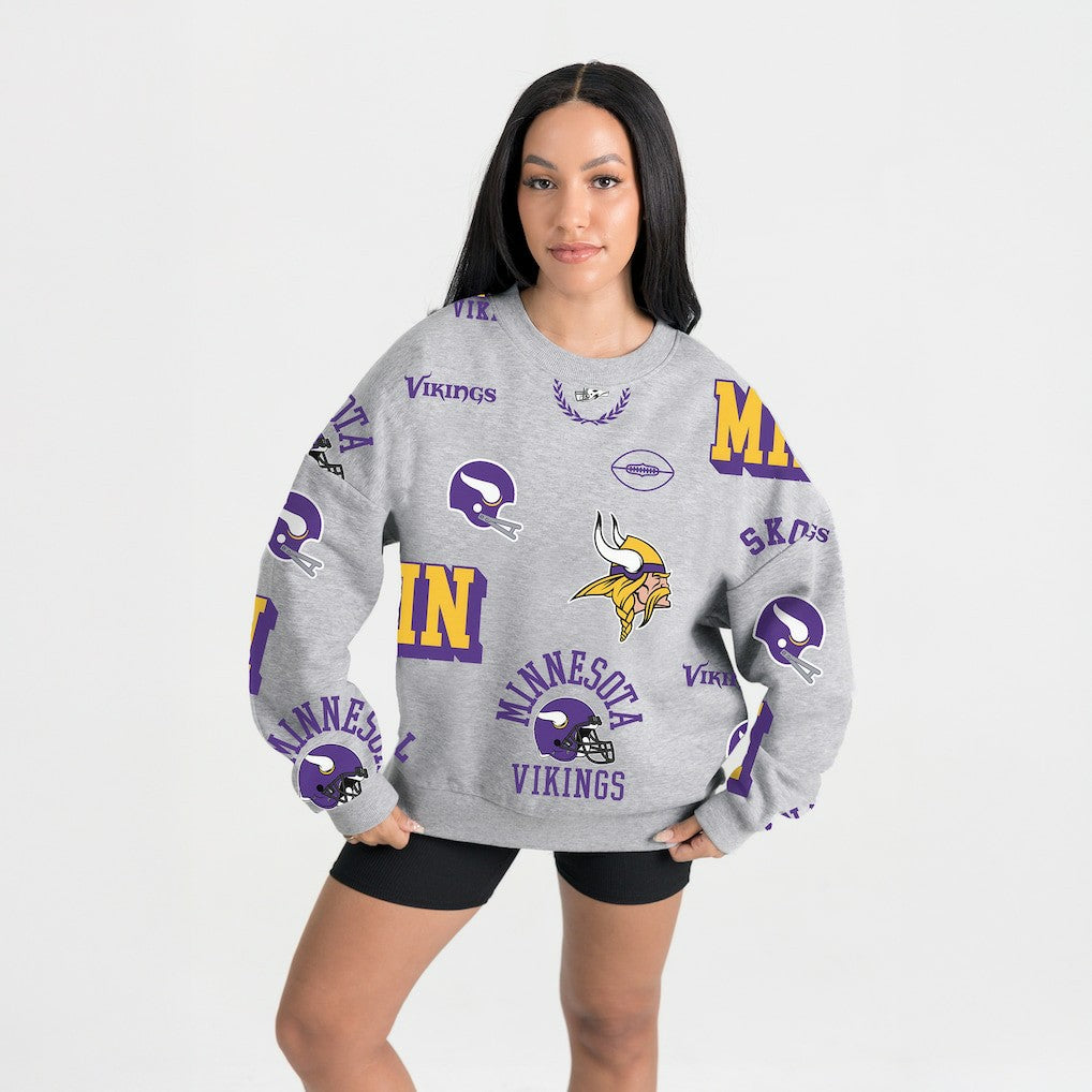 Minnesota Vikings Gameday Couture Women's Always On Repeat Fleece Sweatshirt - Heather Gray Sweatshirts
