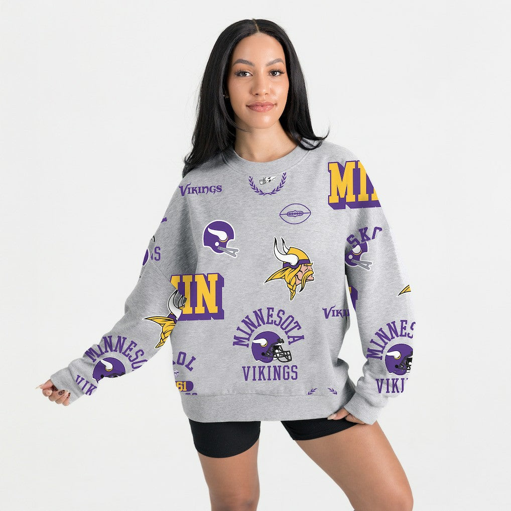 Minnesota Vikings Gameday Couture Women's Always On Repeat Fleece Sweatshirt - Heather Gray Sweatshirts