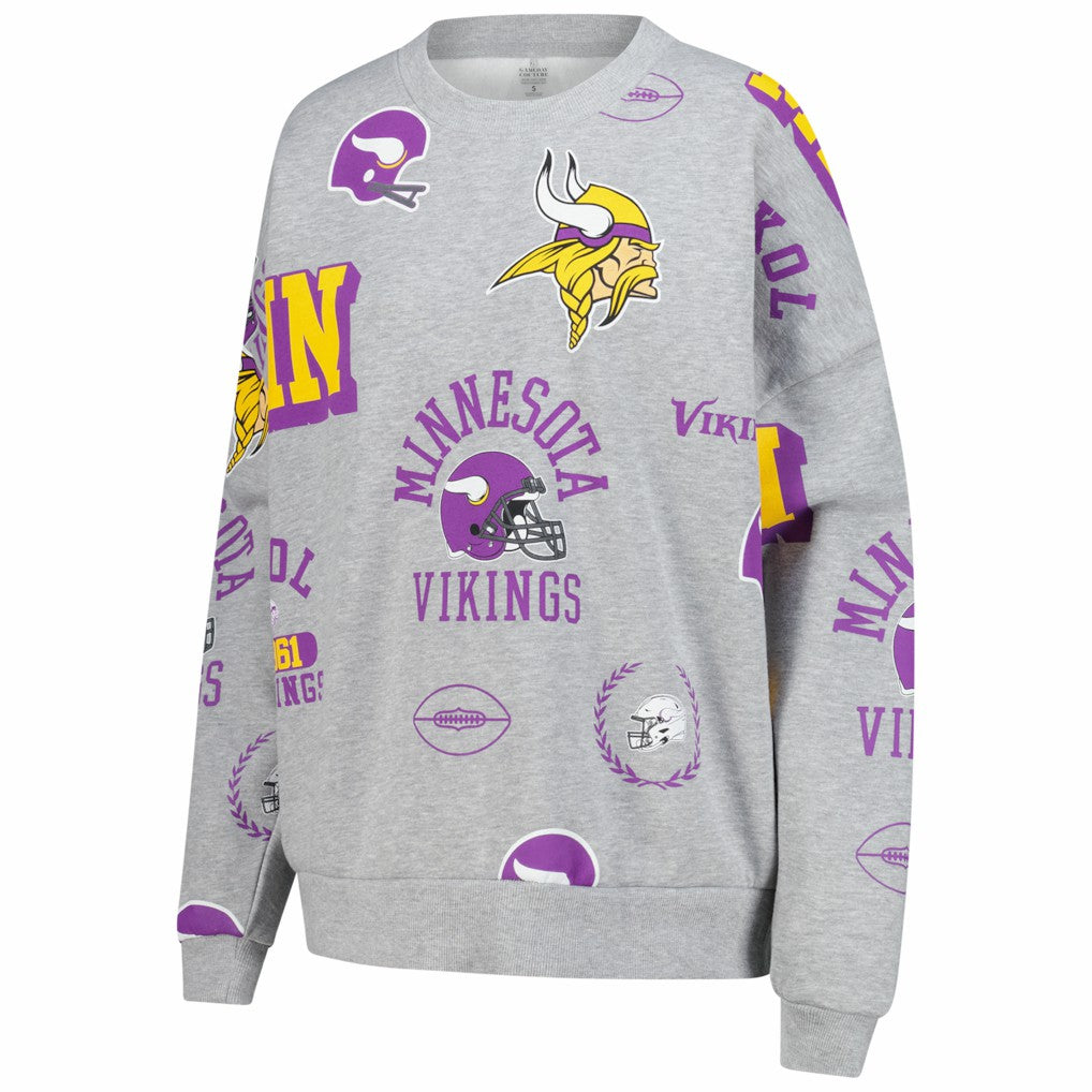 Minnesota Vikings Gameday Couture Women's Always On Repeat Fleece Sweatshirt - Heather Gray Sweatshirts