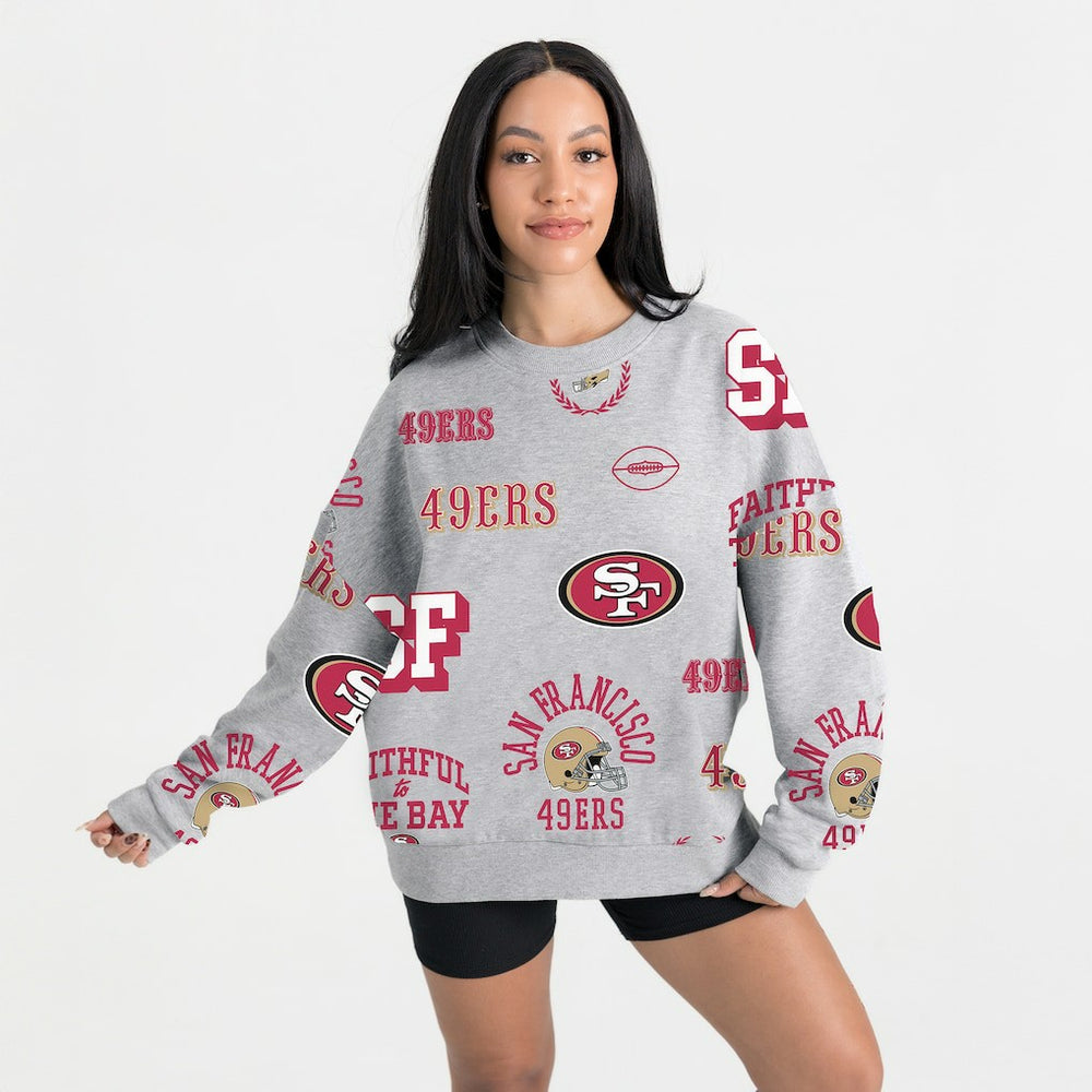 San Francisco 49ers Gameday Couture Women's Always On Repeat Fleece Sweatshirt - Heather Gray Sweatshirts