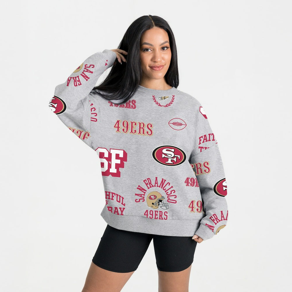 San Francisco 49ers Gameday Couture Women's Always On Repeat Fleece Sweatshirt - Heather Gray Sweatshirts