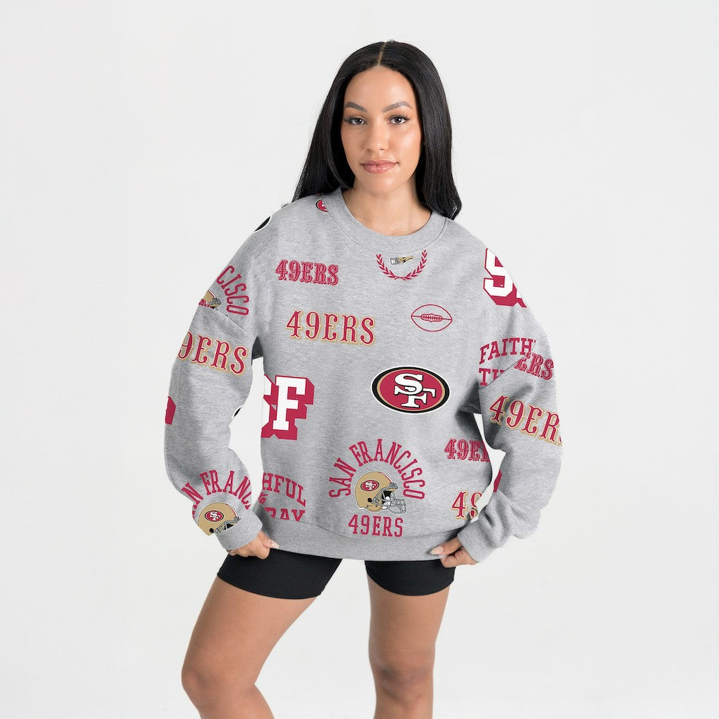 San Francisco 49ers Gameday Couture Women's Always On Repeat Fleece Sweatshirt - Heather Gray Sweatshirts
