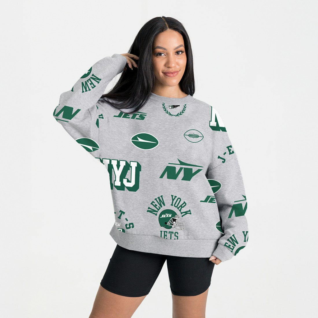 New York Jets Gameday Couture Women's Always On Repeat Fleece Sweatshirt - Heather Gray Sweatshirts
