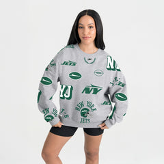 New York Jets Gameday Couture Women's Always On Repeat Fleece Sweatshirt - Heather Gray Sweatshirts