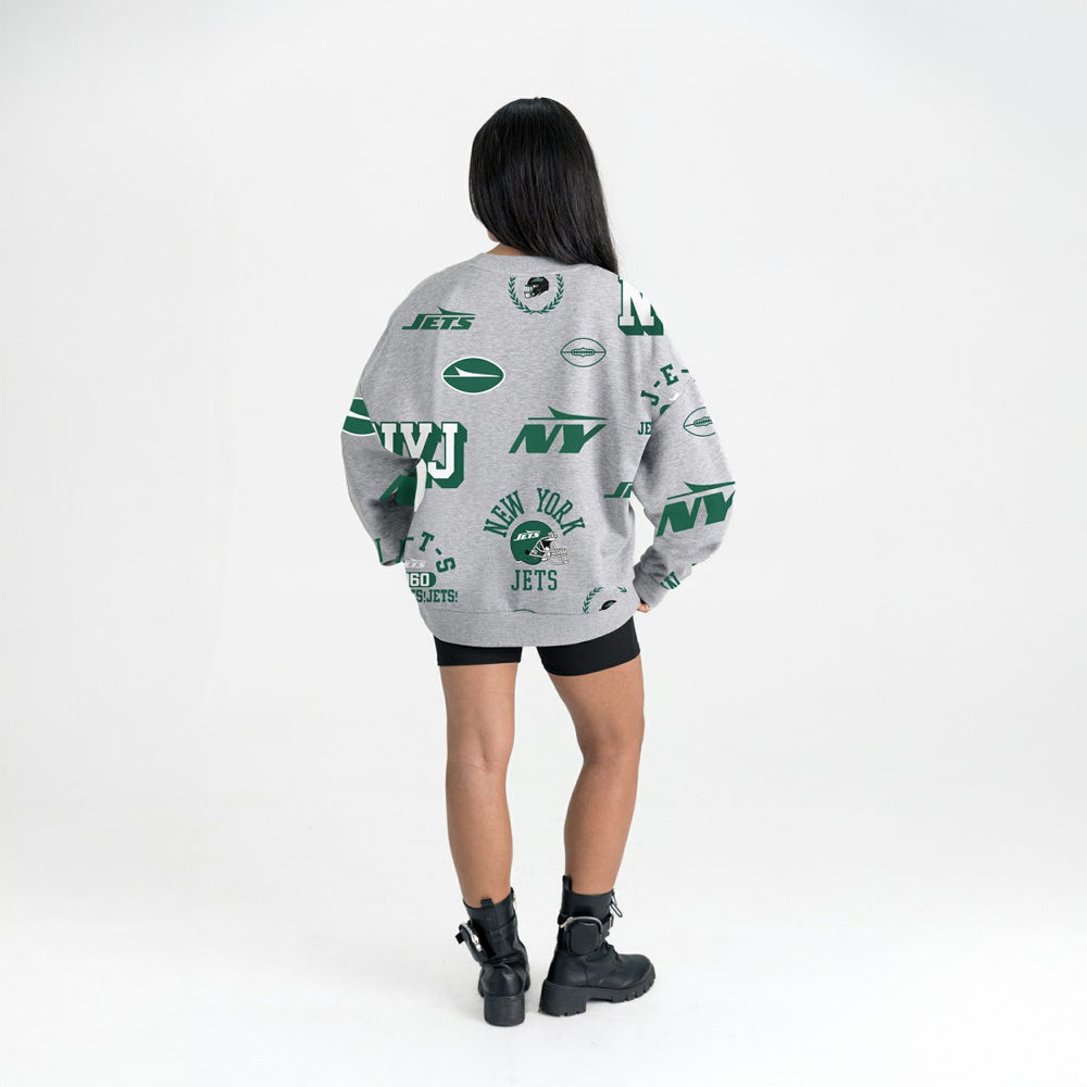 New York Jets Gameday Couture Women's Always On Repeat Fleece Sweatshirt - Heather Gray Sweatshirts