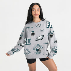 Philadelphia Eagles Gameday Couture Women's Always On Repeat Fleece Sweatshirt - Heather Gray Sweatshirts
