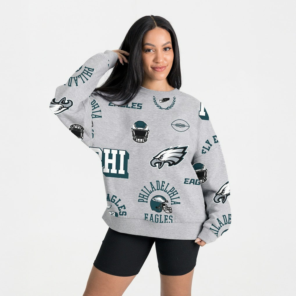Philadelphia Eagles Gameday Couture Women's Always On Repeat Fleece Sweatshirt - Heather Gray Sweatshirts