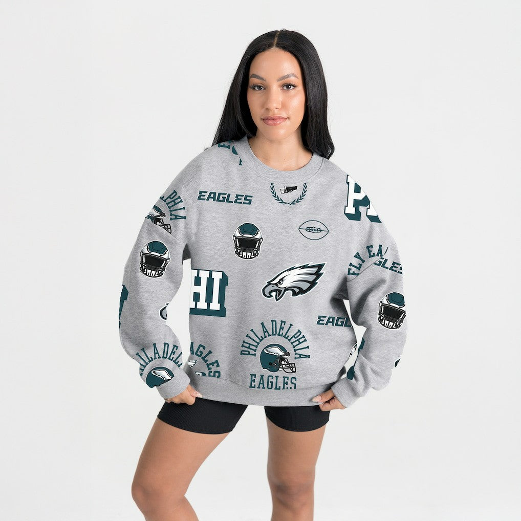 Philadelphia Eagles Gameday Couture Women's Always On Repeat Fleece Sweatshirt - Heather Gray Sweatshirts