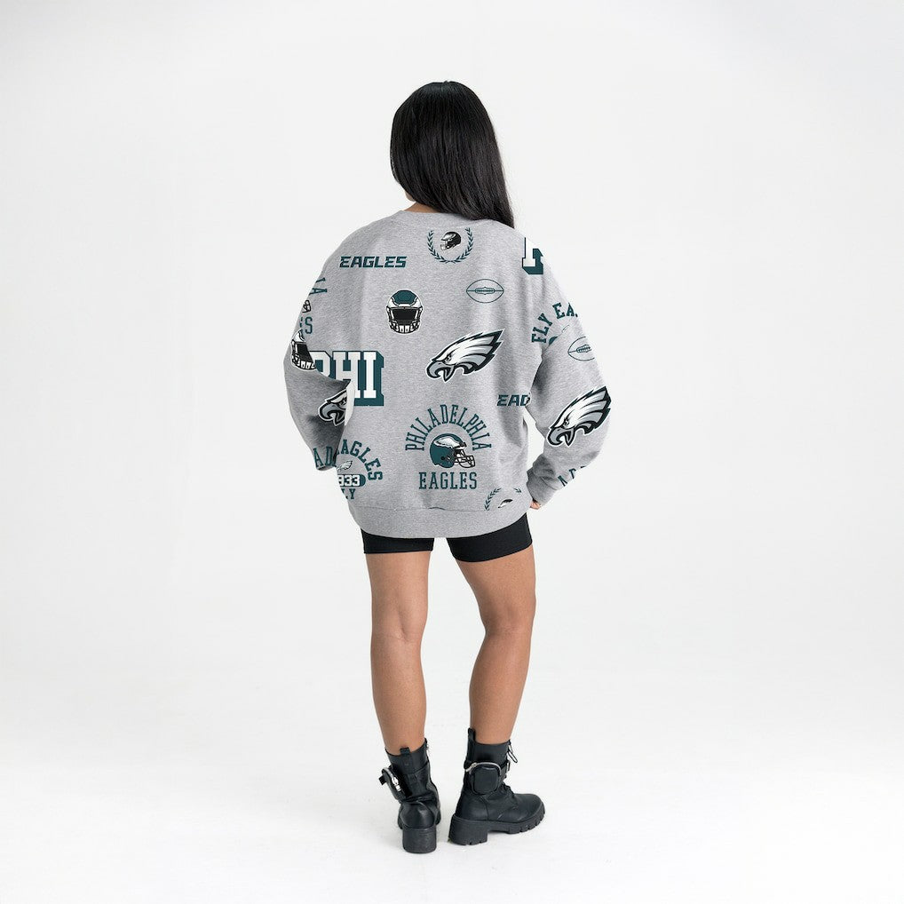 Philadelphia Eagles Gameday Couture Women's Always On Repeat Fleece Sweatshirt - Heather Gray Sweatshirts