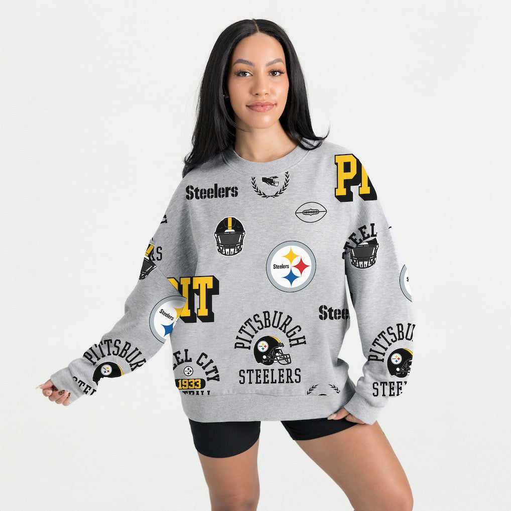 Pittsburgh Steelers Gameday Couture Women's Always On Repeat Fleece Sweatshirt - Heather Gray Sweatshirts