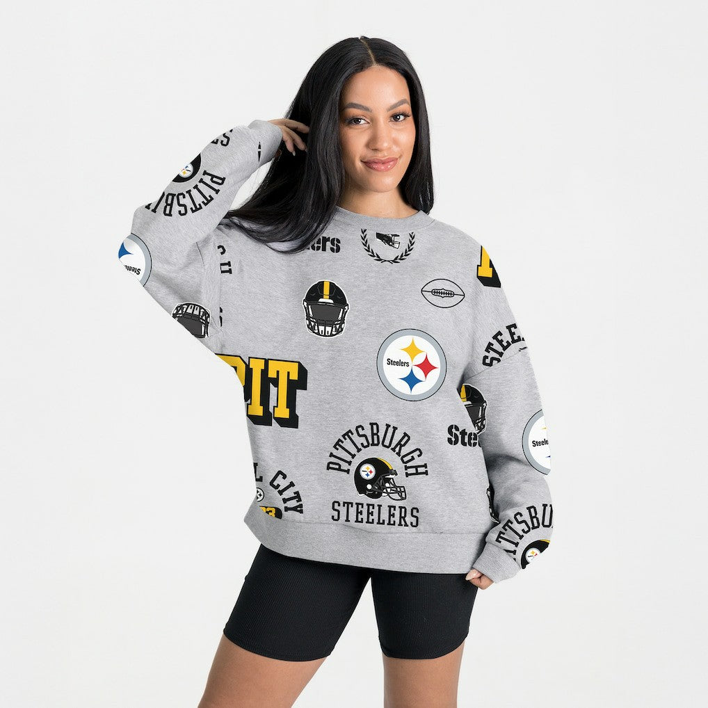 Pittsburgh Steelers Gameday Couture Women's Always On Repeat Fleece Sweatshirt - Heather Gray Sweatshirts