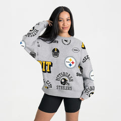 Pittsburgh Steelers Gameday Couture Women's Always On Repeat Fleece Sweatshirt - Heather Gray Sweatshirts