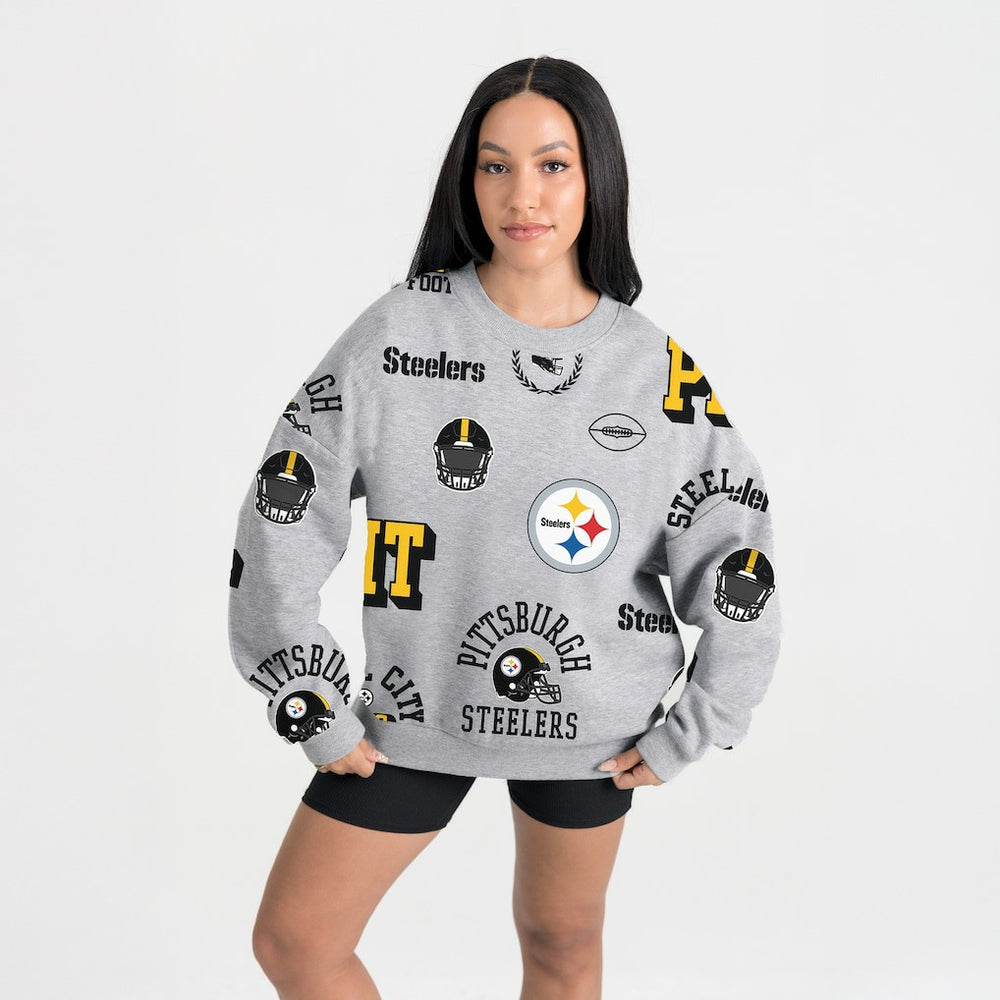 Pittsburgh Steelers Gameday Couture Women's Always On Repeat Fleece Sweatshirt - Heather Gray Sweatshirts