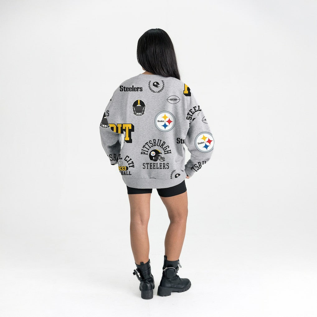 Pittsburgh Steelers Gameday Couture Women's Always On Repeat Fleece Sweatshirt - Heather Gray Sweatshirts