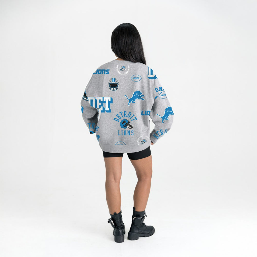Detroit Lions Gameday Couture Women's Always On Repeat Fleece Sweatshirt - Heather Gray Sweatshirts