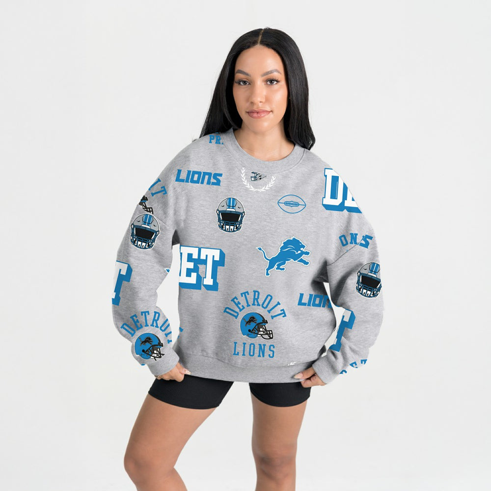 Detroit Lions Gameday Couture Women's Always On Repeat Fleece Sweatshirt - Heather Gray Sweatshirts