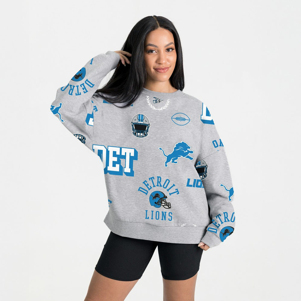 Detroit Lions Gameday Couture Women's Always On Repeat Fleece Sweatshirt - Heather Gray Sweatshirts