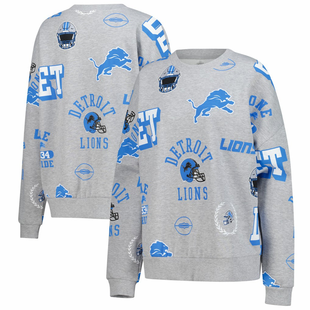 Detroit Lions Gameday Couture Women's Always On Repeat Fleece Sweatshirt - Heather Gray Sweatshirts