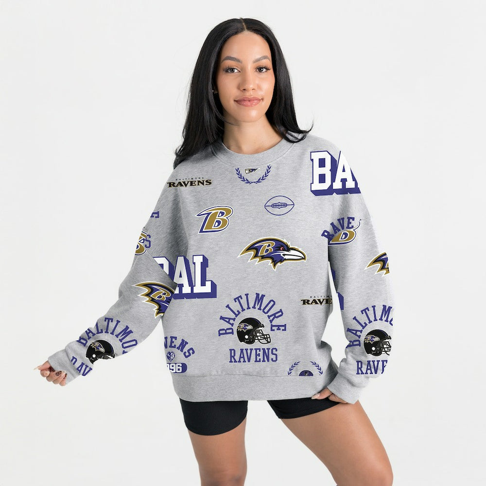 Baltimore Ravens Gameday Couture Women's Always On Repeat Fleece Sweatshirt - Heather Gray Sweatshirts