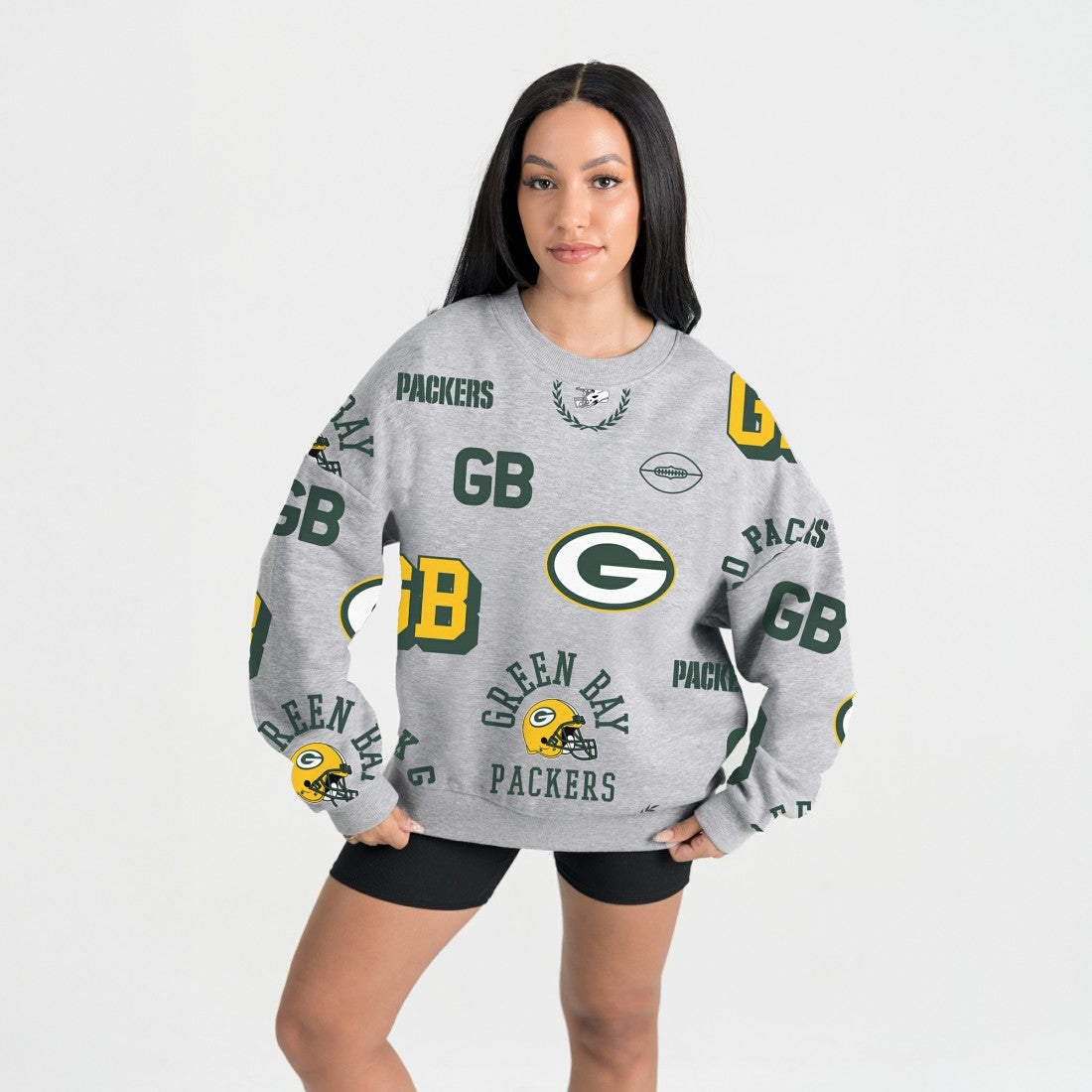 Green Bay Packers Gameday Couture Women's Always On Repeat Fleece Sweatshirt - Heather Gray Sweatshirts