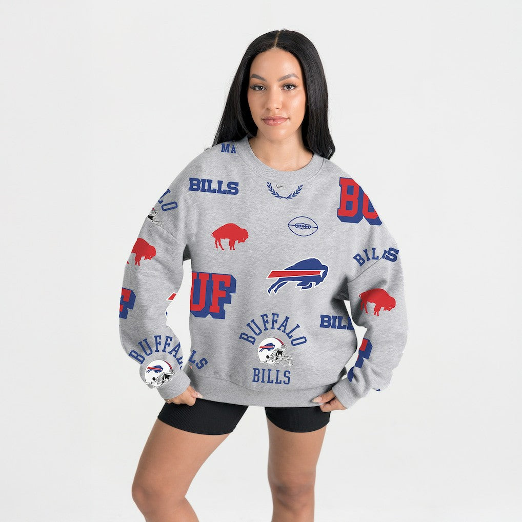 Buffalo Bills Gameday Couture Women's Always On Repeat Fleece Sweatshirt - Heather Gray Sweatshirts