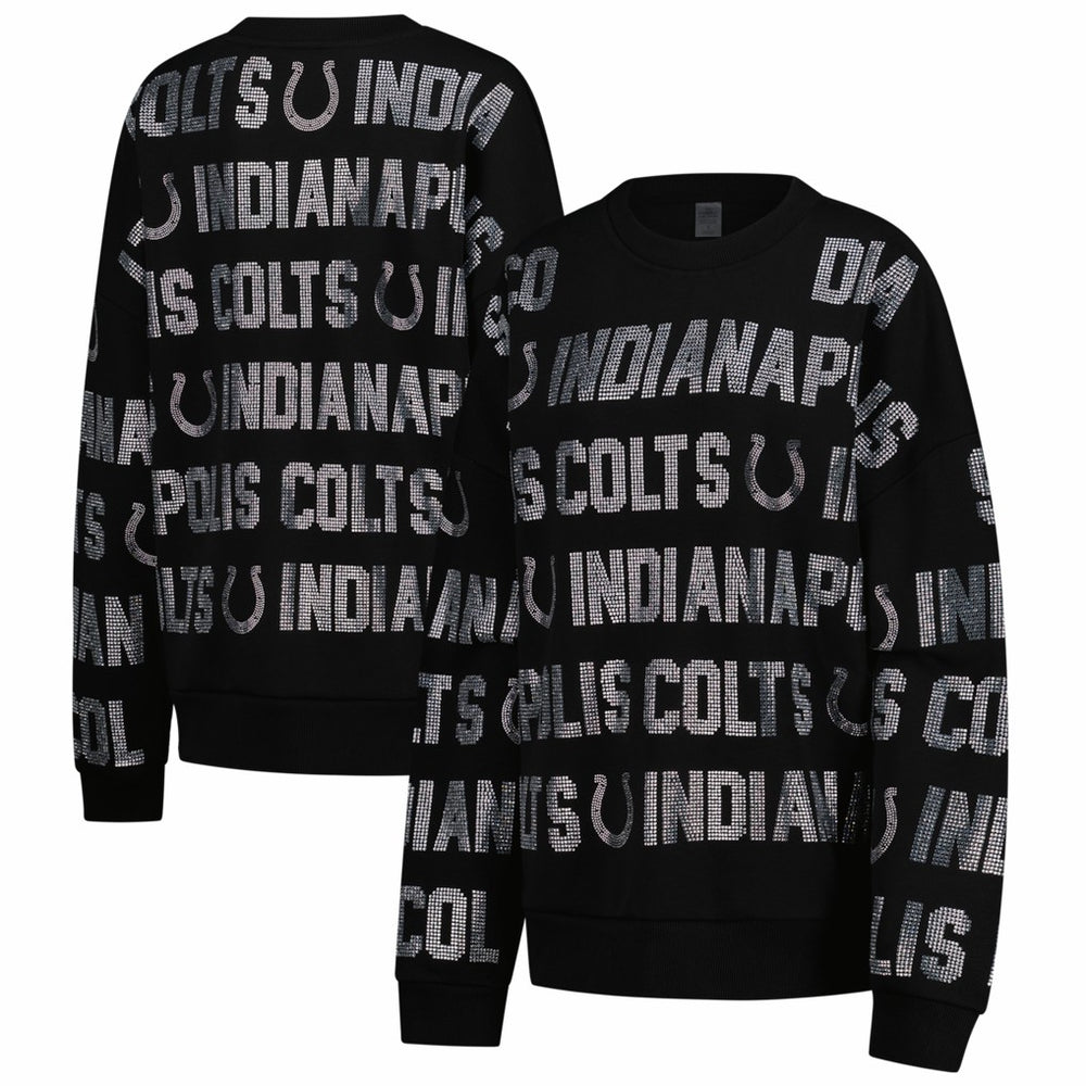 Indianapolis Colts Gameday Couture Women's Oversized Hype Era Rhinestone Text Sweatshirt - Black Sweatshirts