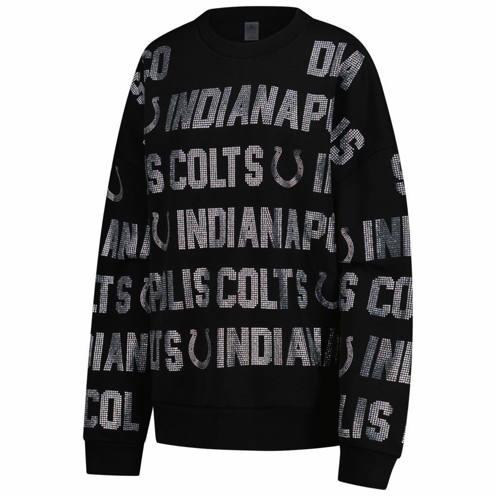 Indianapolis Colts Gameday Couture Women's Oversized Hype Era Rhinestone Text Sweatshirt - Black Sweatshirts