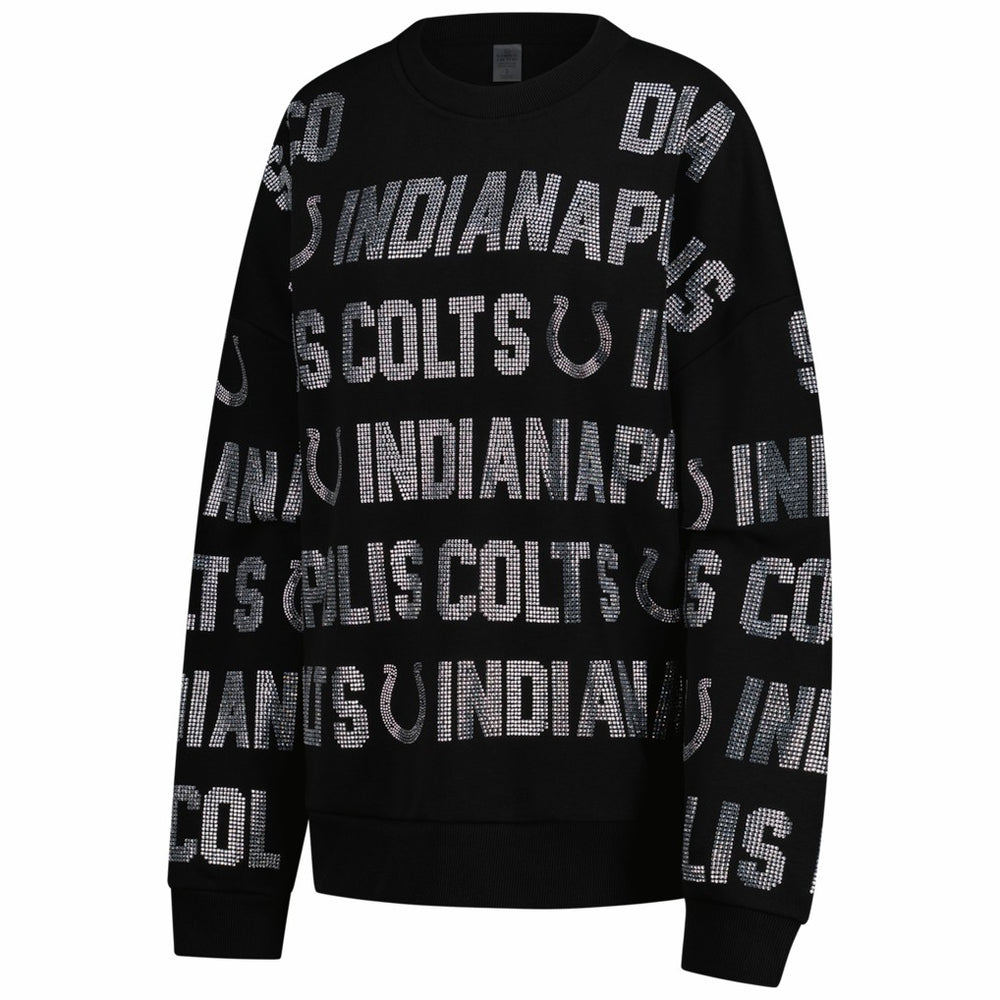 Indianapolis Colts Gameday Couture Women's Oversized Hype Era Rhinestone Text Sweatshirt - Black Sweatshirts