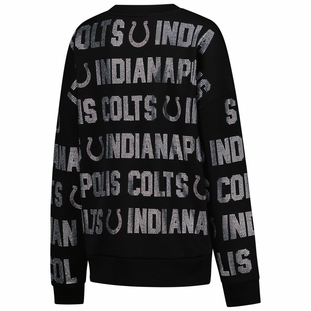 Indianapolis Colts Gameday Couture Women's Oversized Hype Era Rhinestone Text Sweatshirt - Black Sweatshirts
