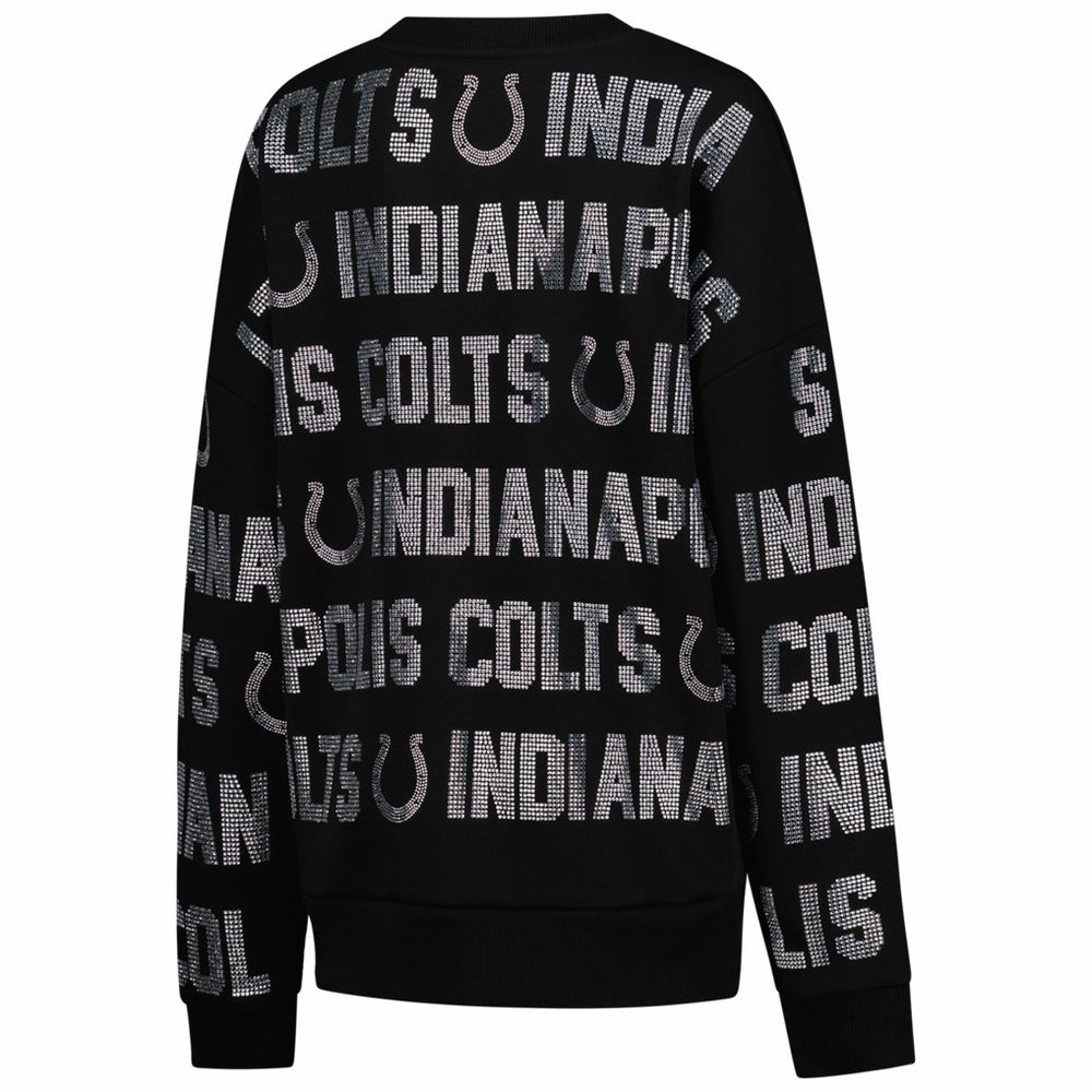 Indianapolis Colts Gameday Couture Women's Oversized Hype Era Rhinestone Text Sweatshirt - Black Sweatshirts