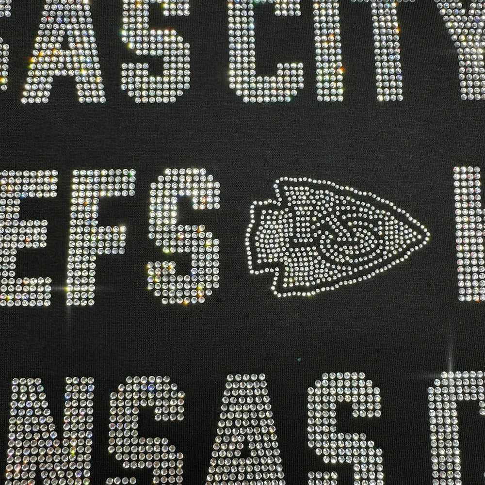 Kansas City Chiefs Gameday Couture Women's Oversized Hype Era Rhinestone Text Sweatshirt - Black Sweatshirts